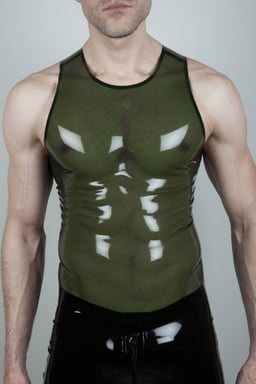 Olive green translucent rubber tank top rubberen tanktop heren