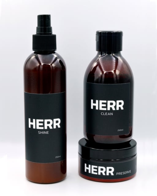 HERR Care kit with HERR Shine 250ml HERR Clean 250ml and HERR Preserve 70g